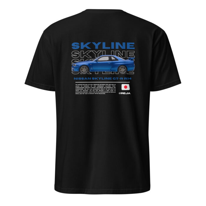 Nissan Skyline GT-R R34 (Bayside Blue) T-shirt - Image 2